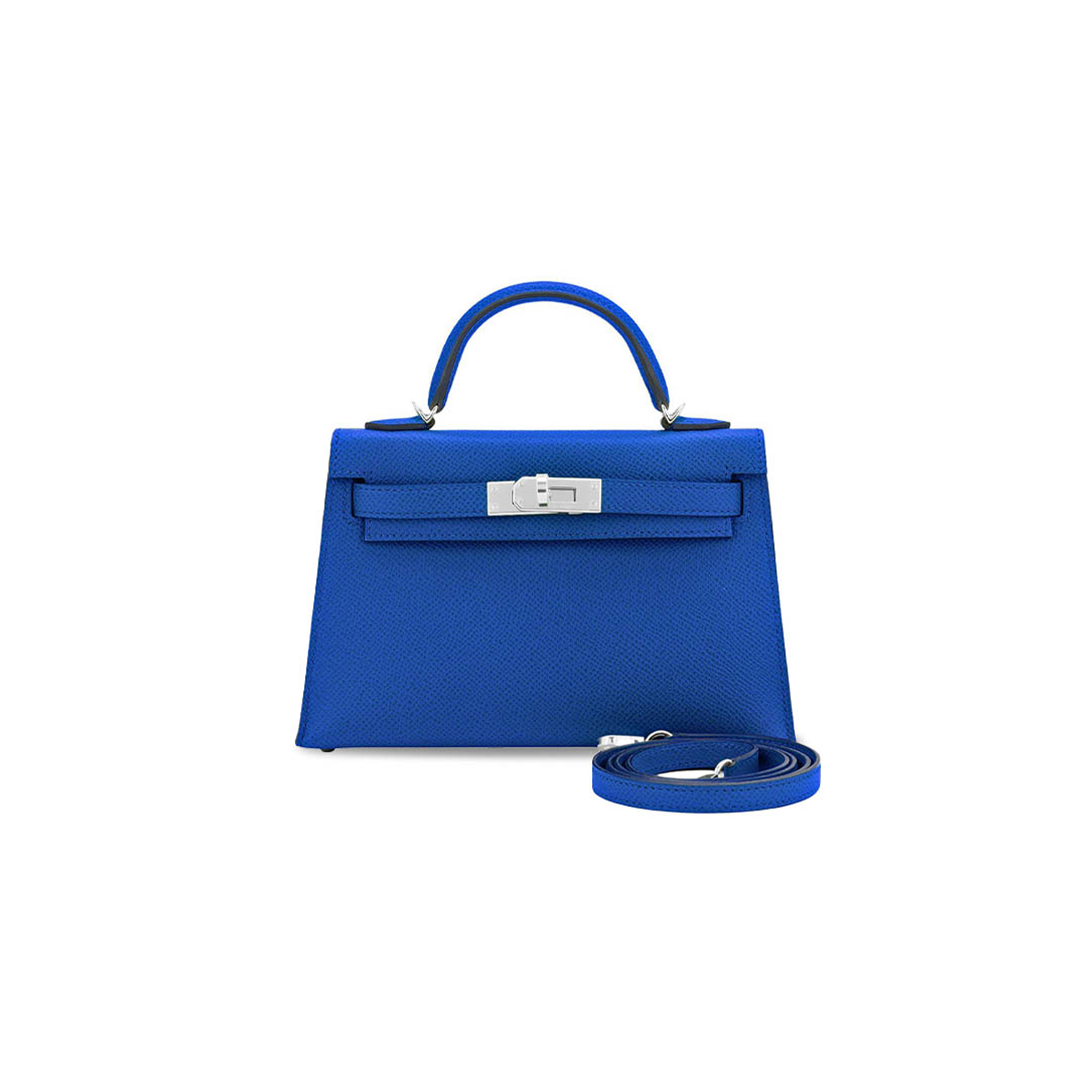 H**mes mini kelly ii blue france epsom sellier bag (19*12*5.5cm)
